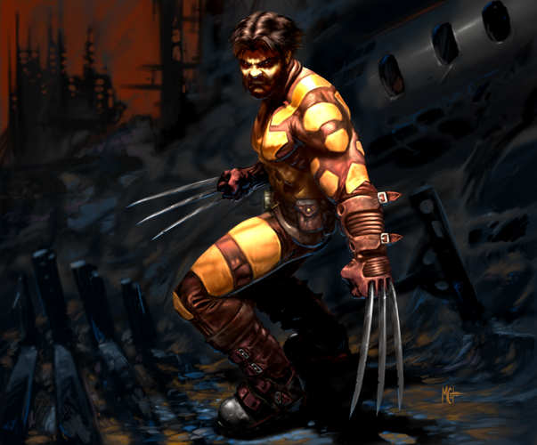 the wolverine comic character poses in his wolverine costume