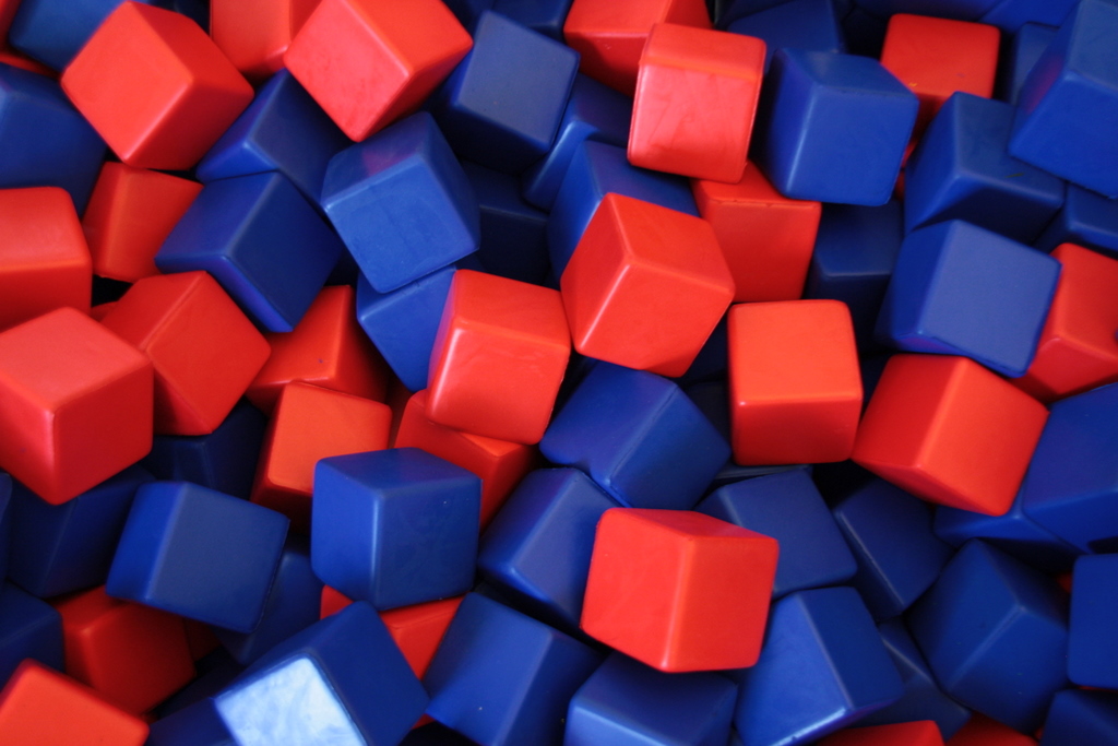 square and rectangular colored objects are being seen