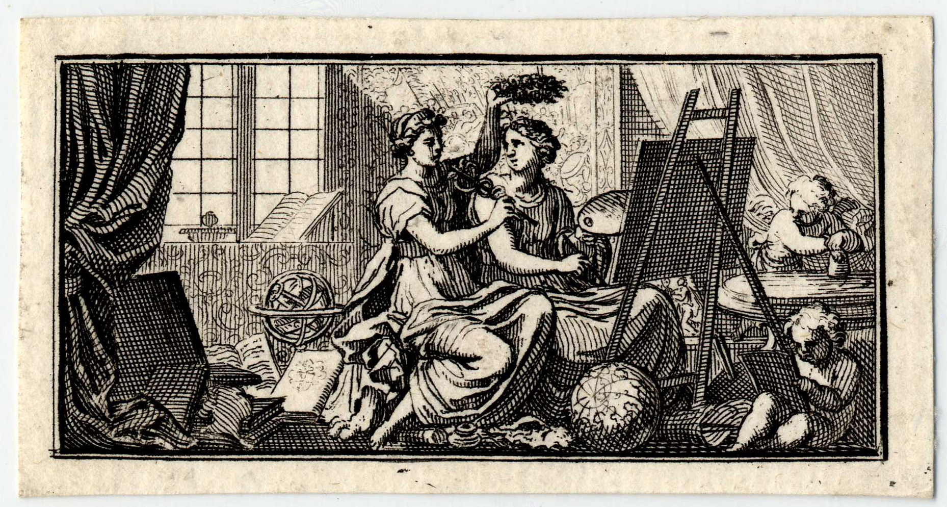 an old engraving from a woman sewing