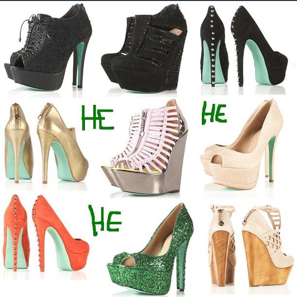 nine shoes from different types with the names of them