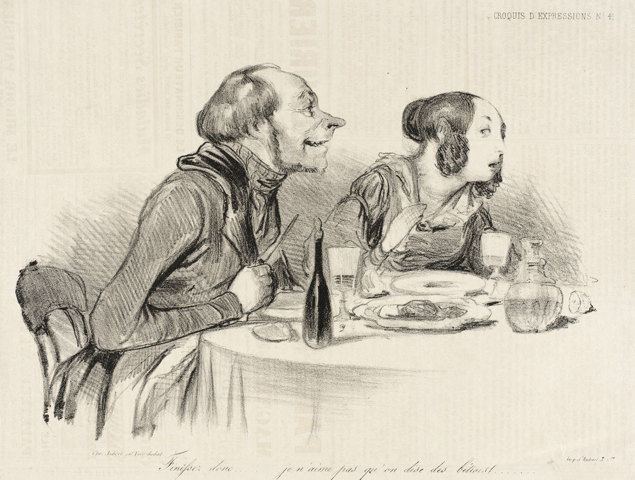 a drawing of two people sitting at a table