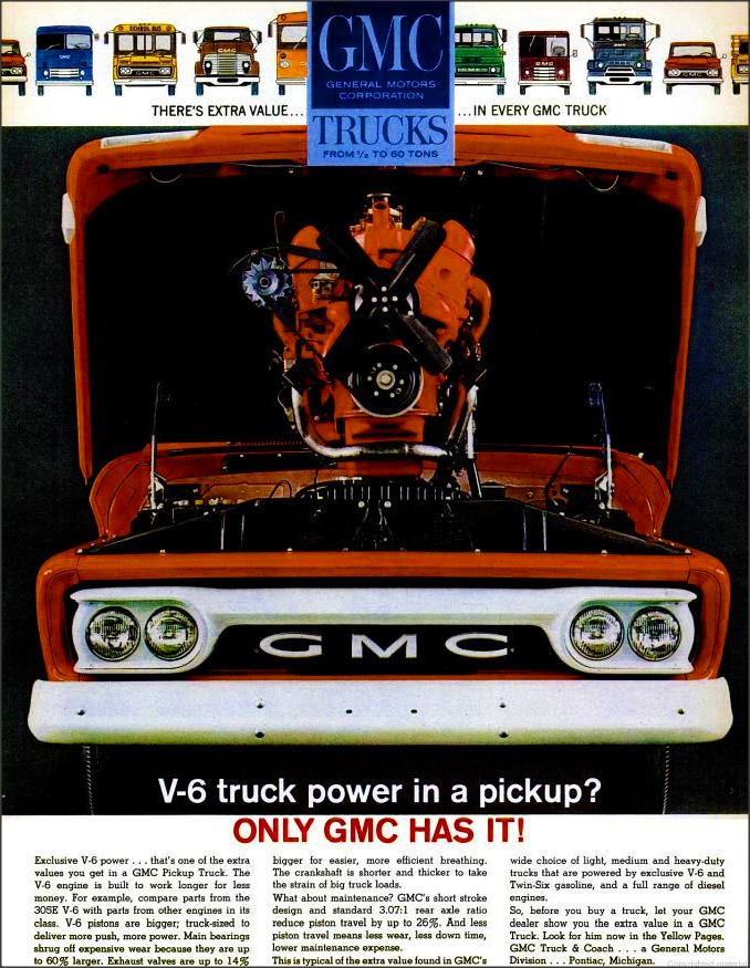 a vintage advert for the gmc truck with an image of a man driving a vehicle