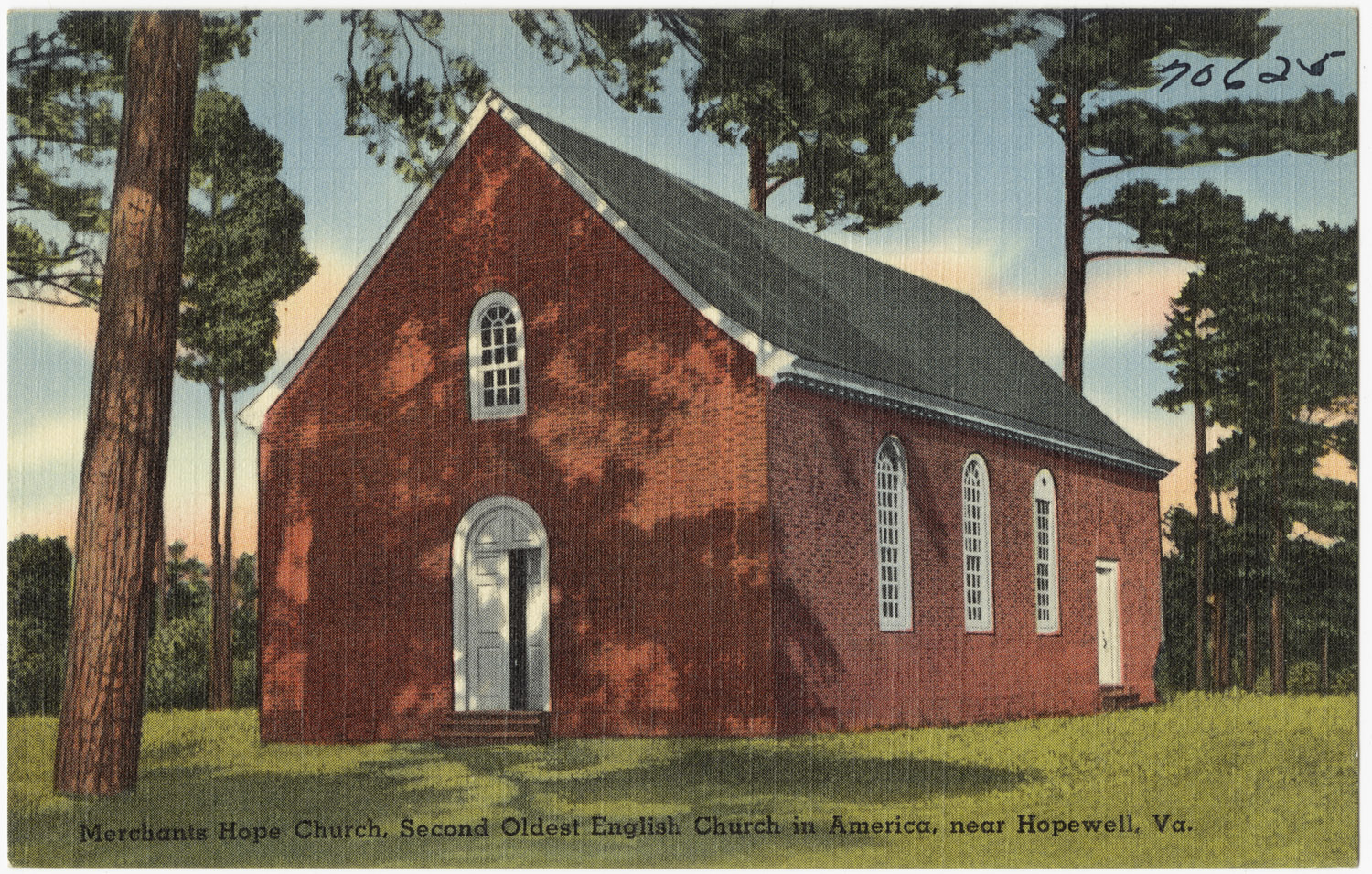 a colorized picture of the old church