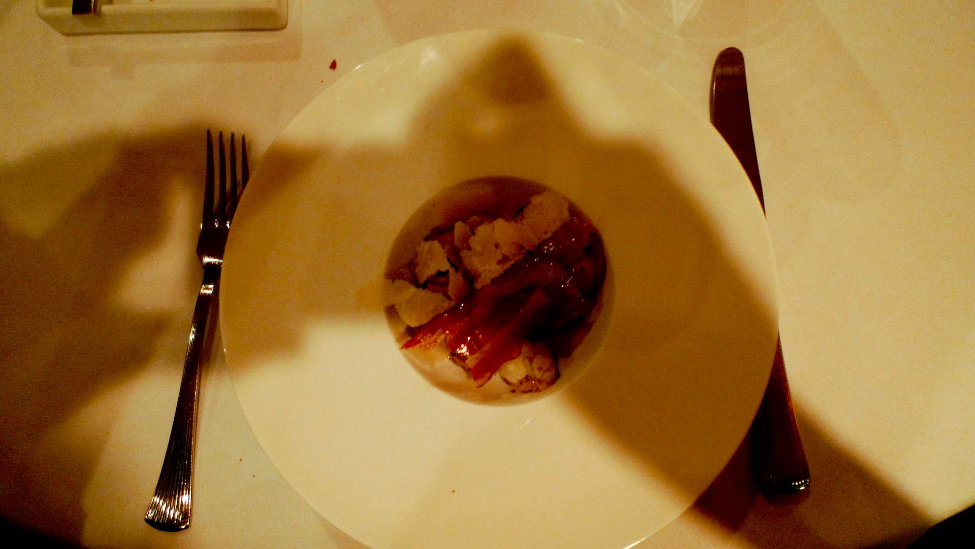a food entree is on a white plate