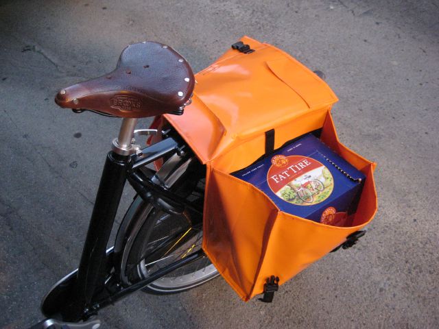a bike with a sandwich in it with the seat back and side handlebars
