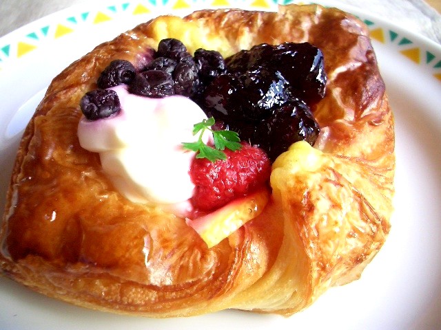 a pastry sitting on top of a white plate