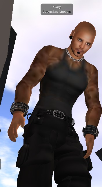 an animation of a man dressed in black with black jewelry