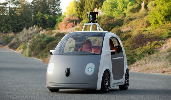 this is an artist's rendering of the new google self driving car