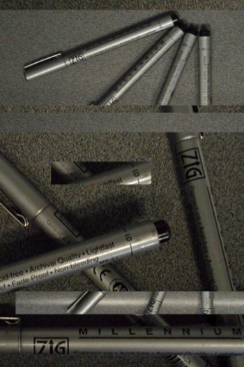 four different views of various pens on the ground