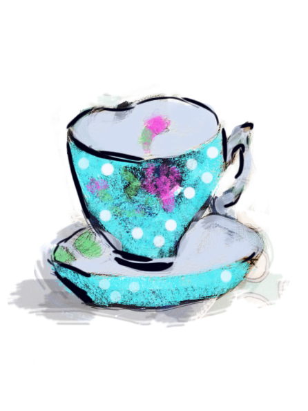 a digital art po of a teacup