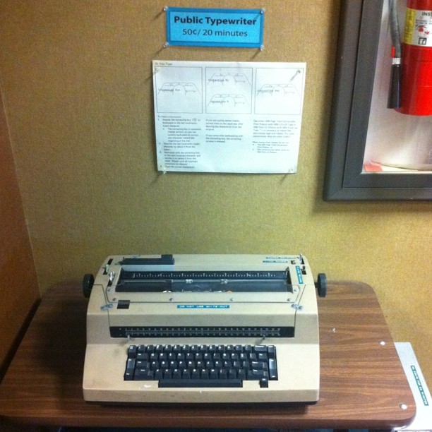 an old typewriter sitting on top of a table