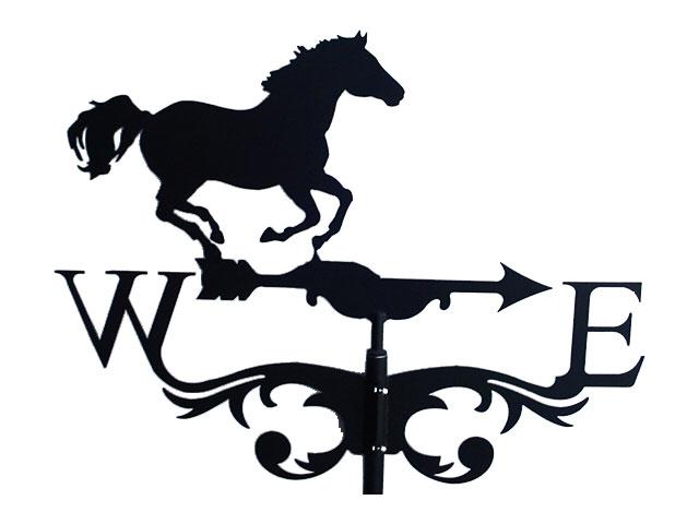 a horse is running on a weather vane