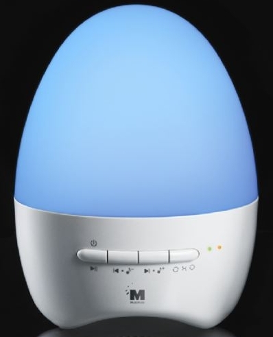 a blue ball shaped humider that is on top of a white surface