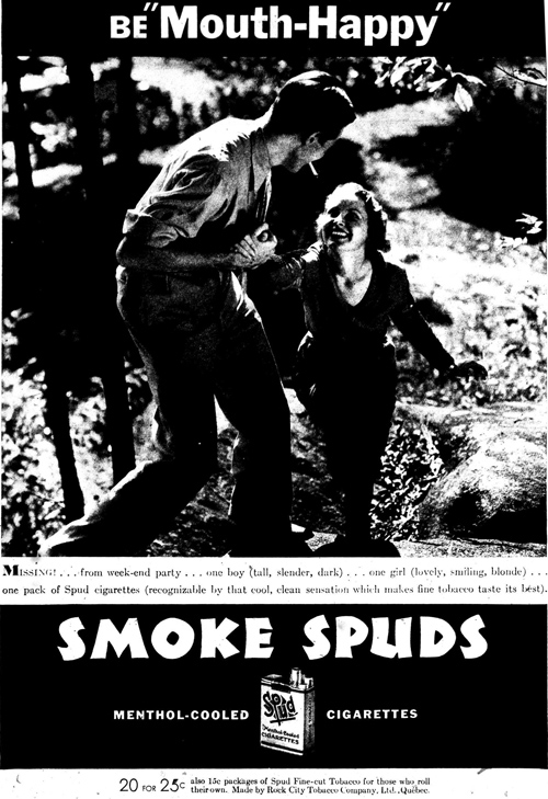 black and white po of man and girl with smoke smells advertit