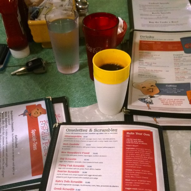 menus laid out on top of a green table