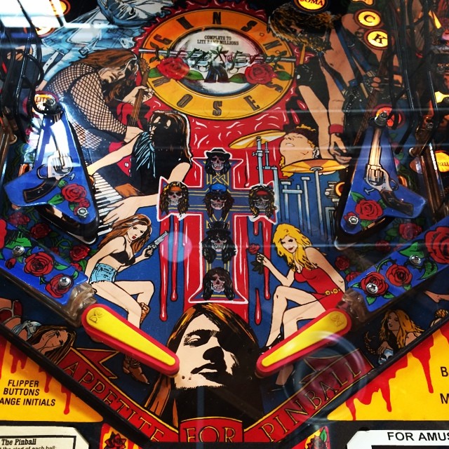 this pinball machine has been painted in various colors
