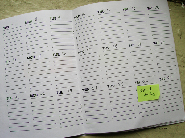 this is a picture of an open calendar