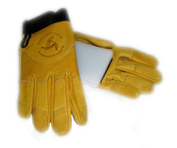 a pair of yellow gloves sitting on top of each other