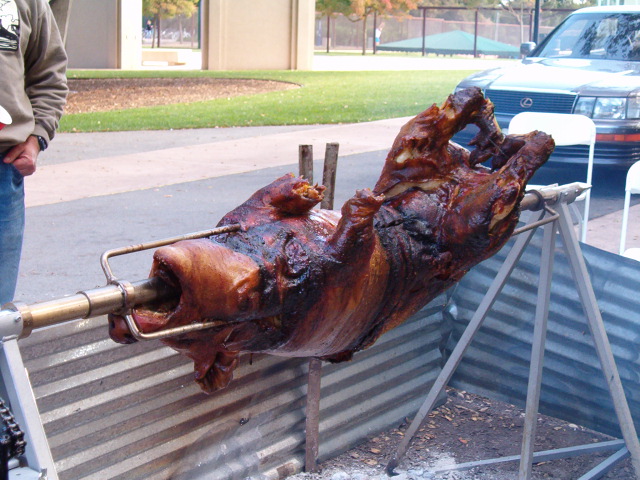 the ribs are cut and roast on a barbecue grill