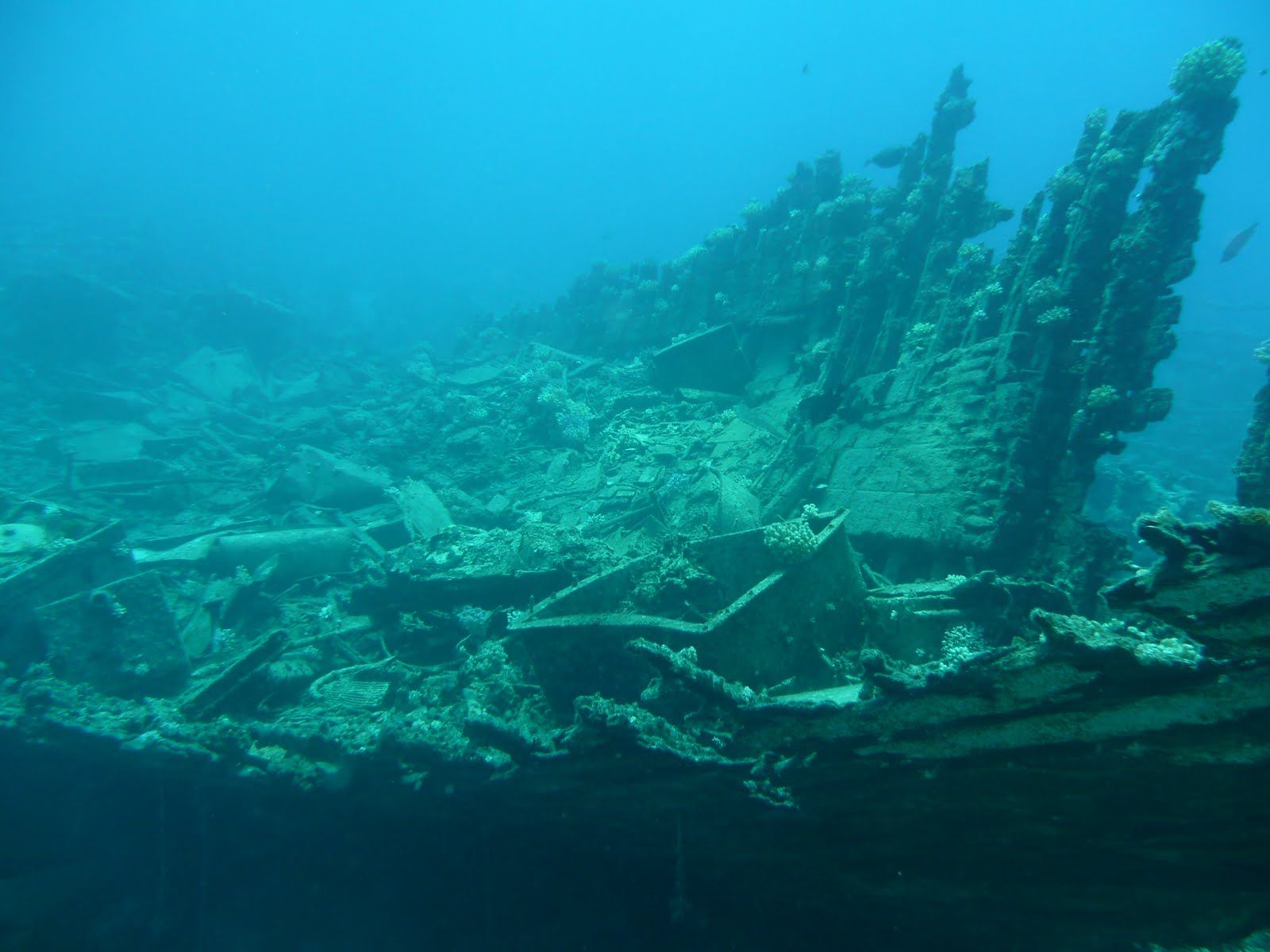 a boat that is sitting under water