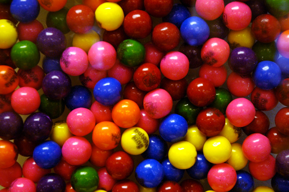 a bunch of colorful candies on display together