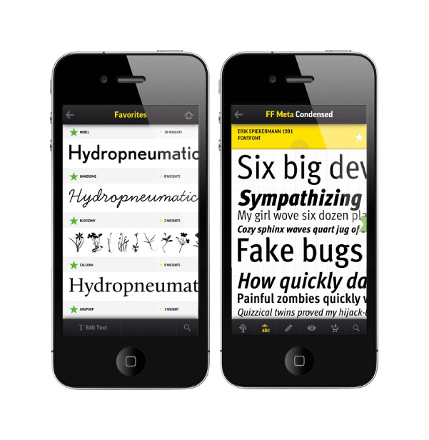 two smartphones showing different type of typogramics
