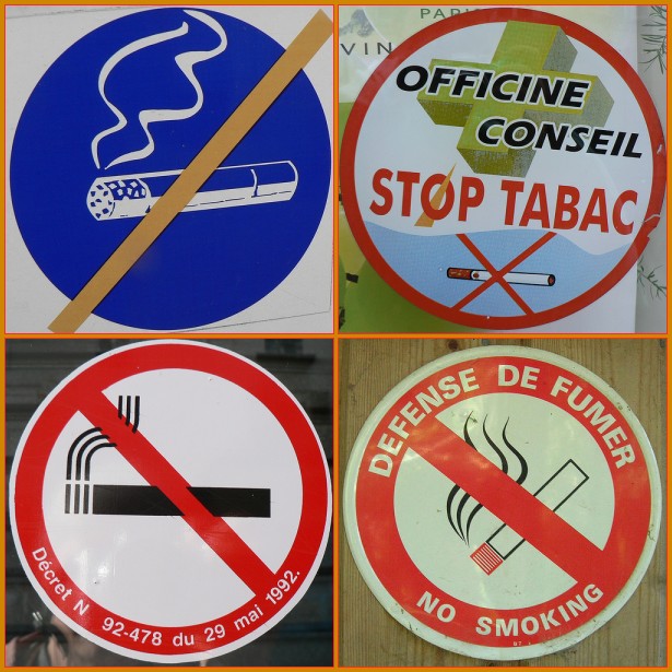 signs with different colors and patterns on them