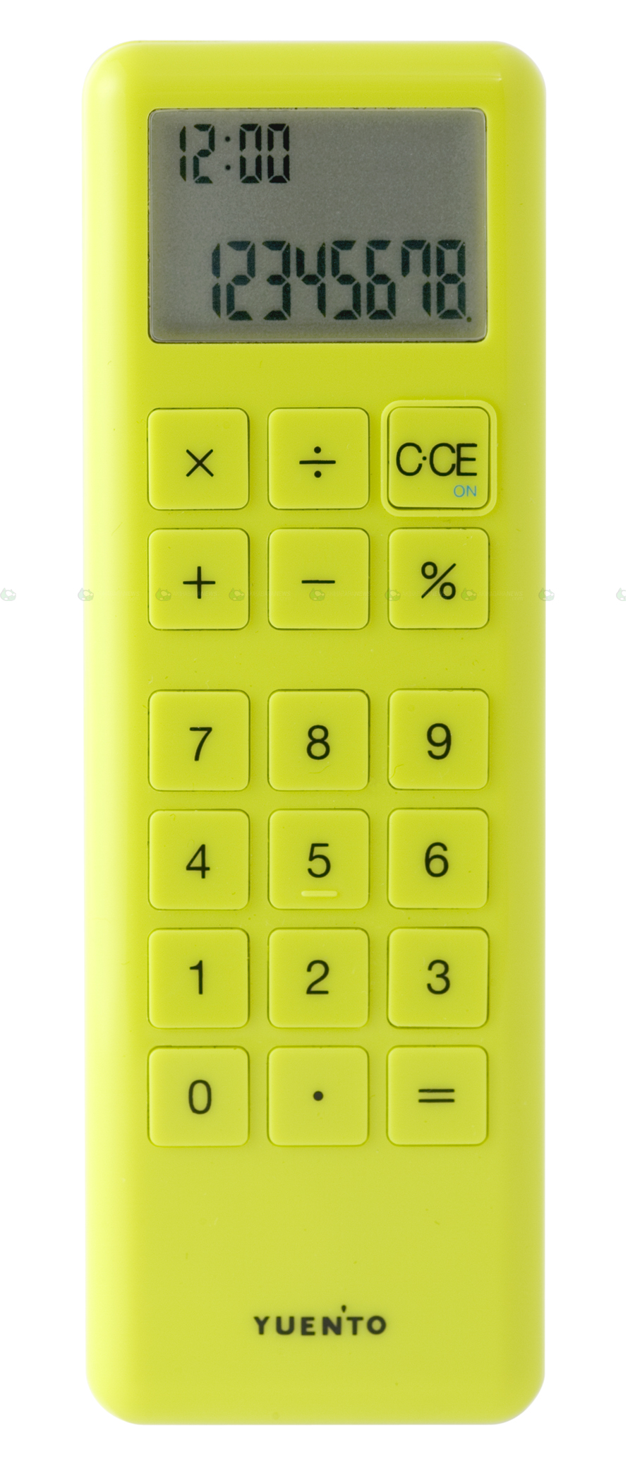 a yellow calculator has three digits and five times