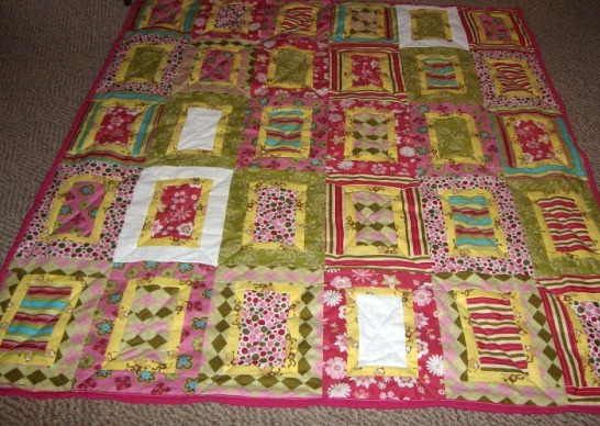 this is a blanket that has squares and quilts