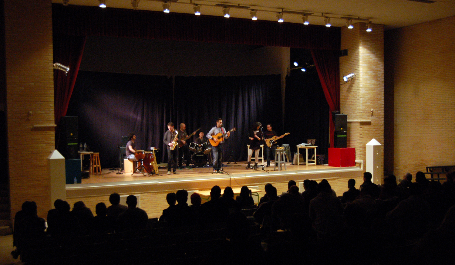 an acoustic band is performing at a concert