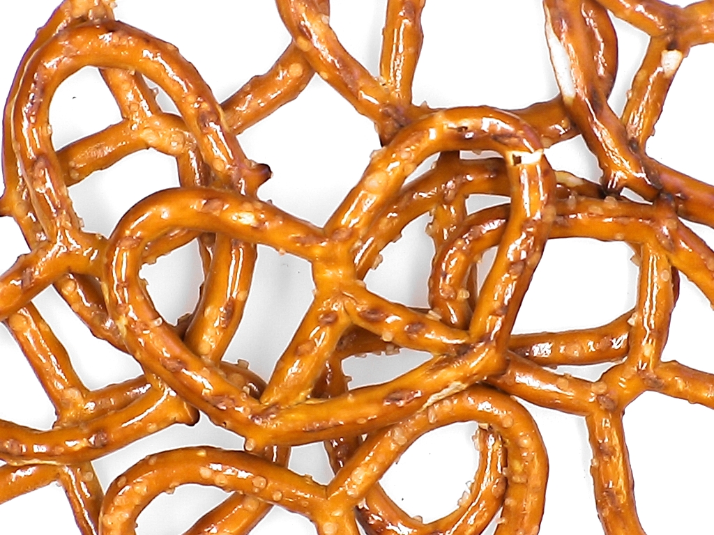 some kind of pretzels laying around for a po