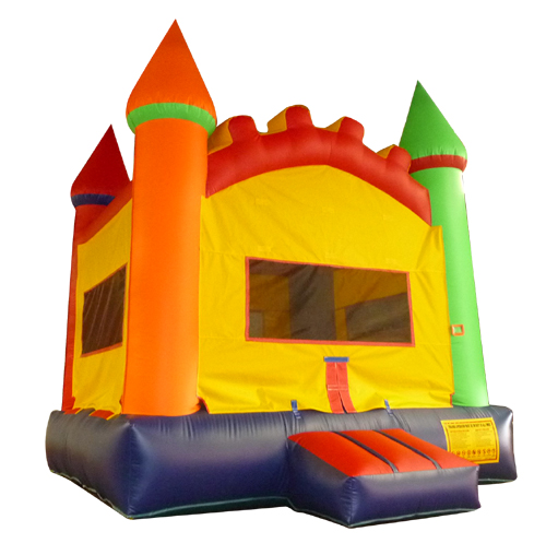 a bouncy house with several balloons on top