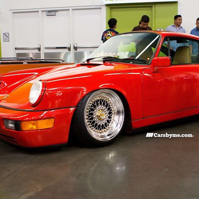 this red porsche was one of many vehicles on display