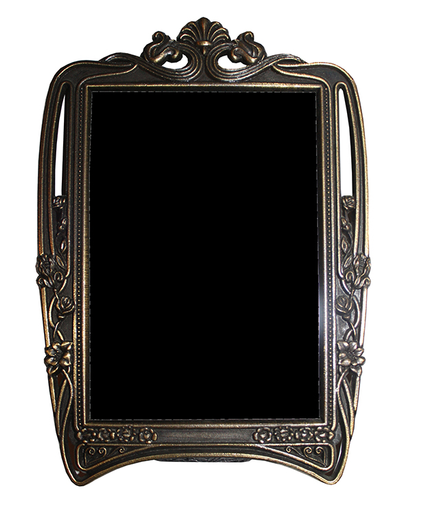 an ornate gold frame on a white background