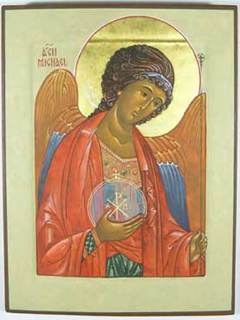 an icon depicting the angel holding a cross