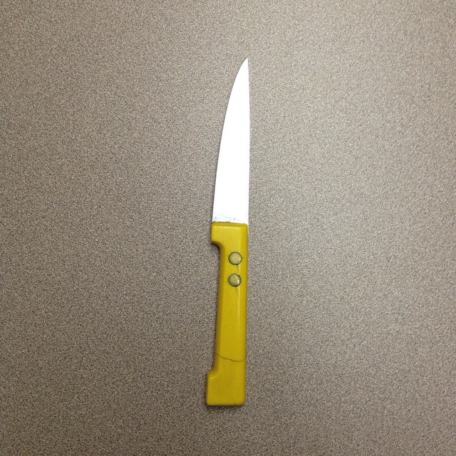 a knife that has been cut in half