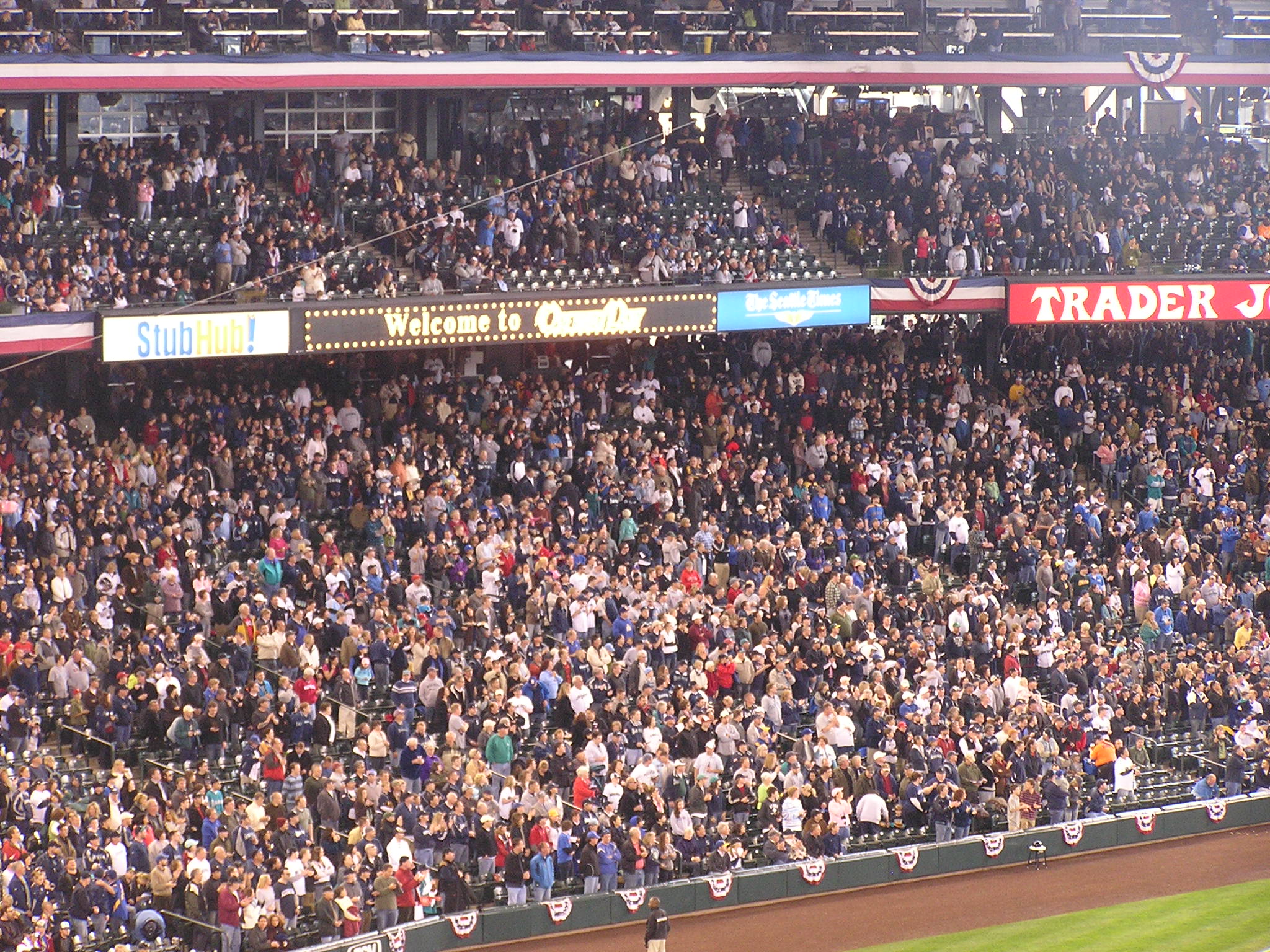a large baseball stadium filled with people