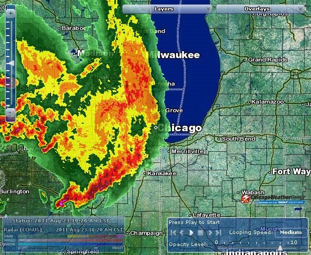 a large map with the weather radar for chicago