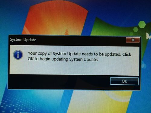 the system update screen on the windows 7 system