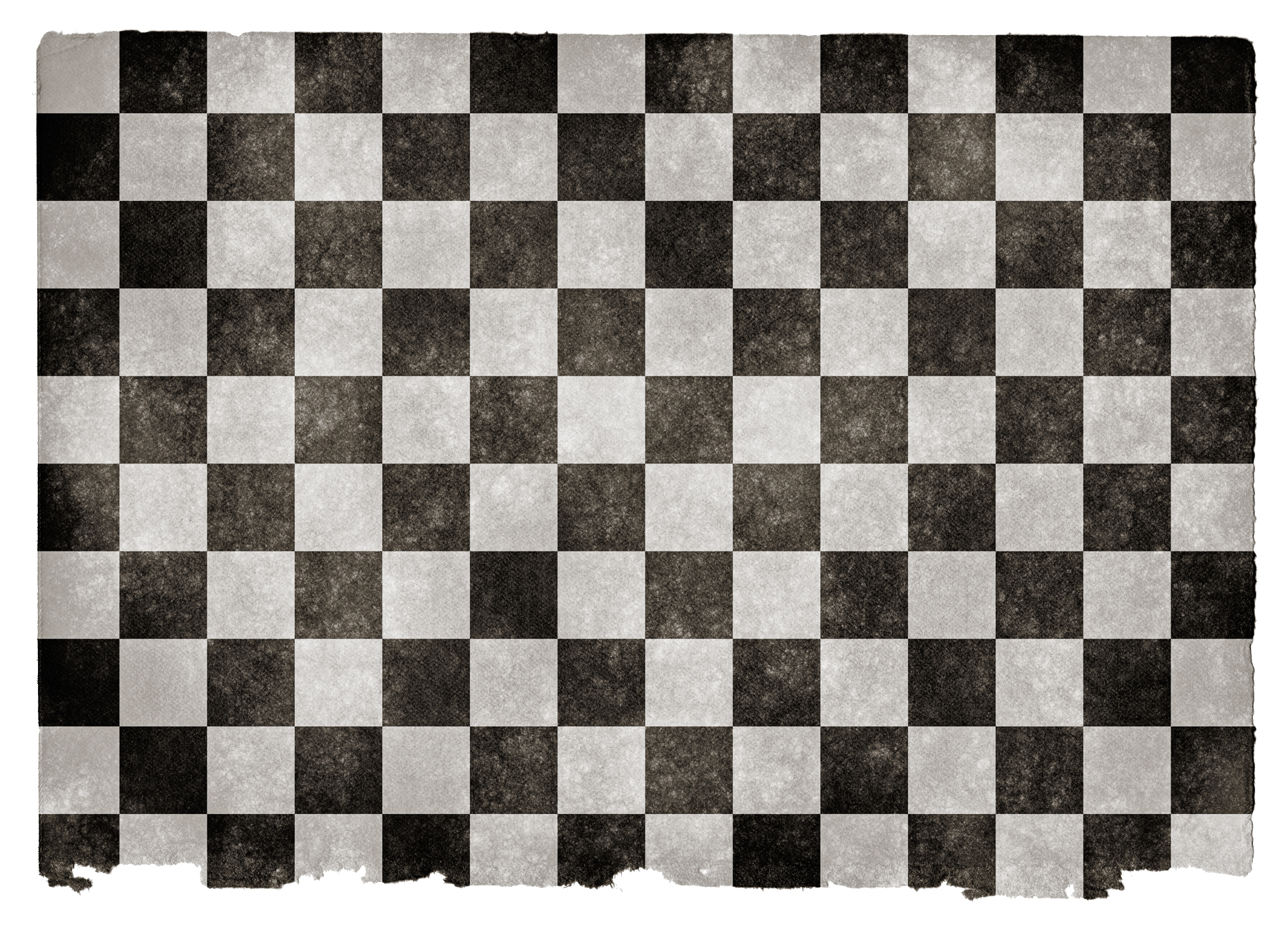 black and white square checkered carpet with worn edges