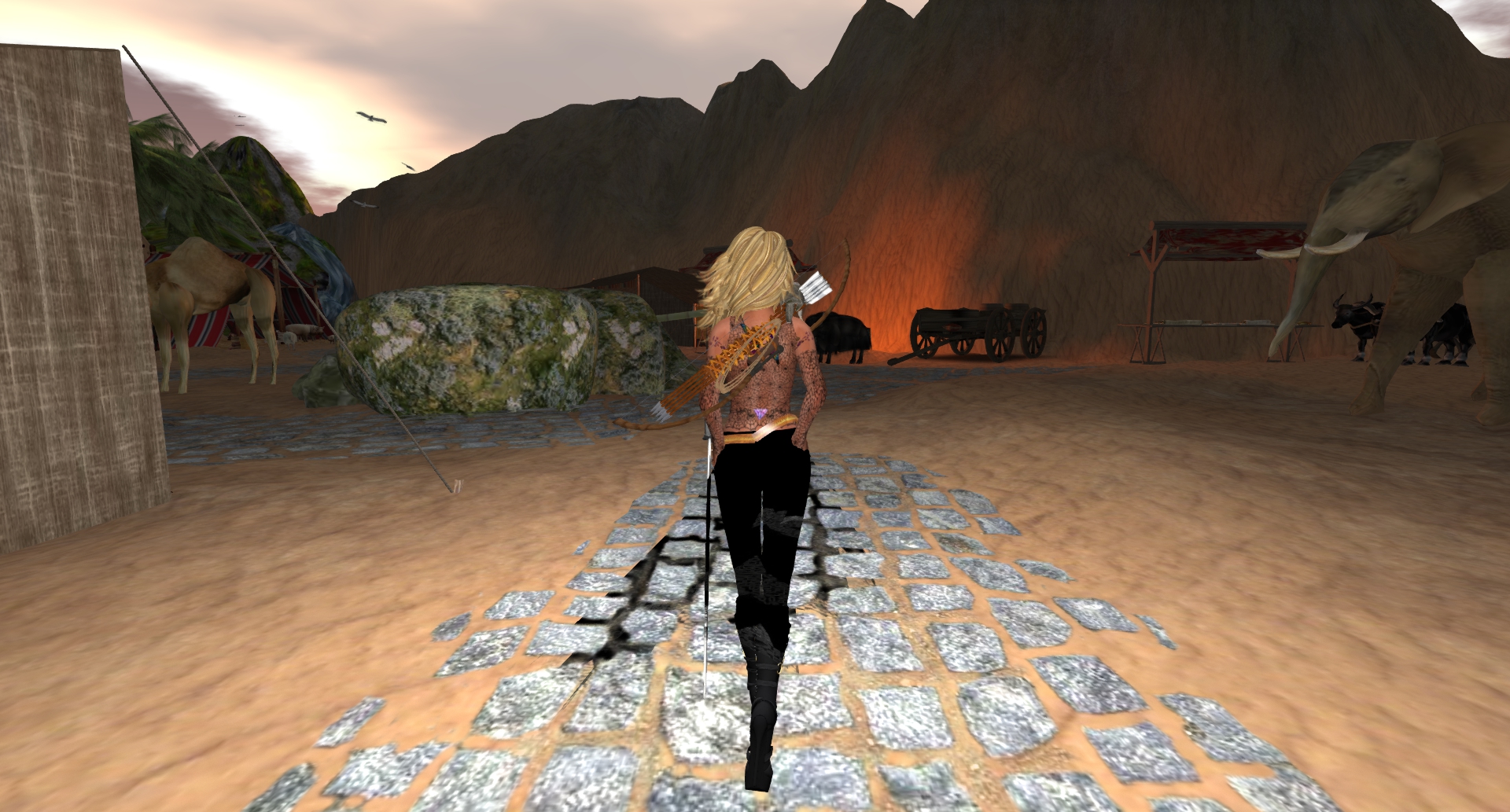 an animated image of a woman standing on a beach in a futuristic setting