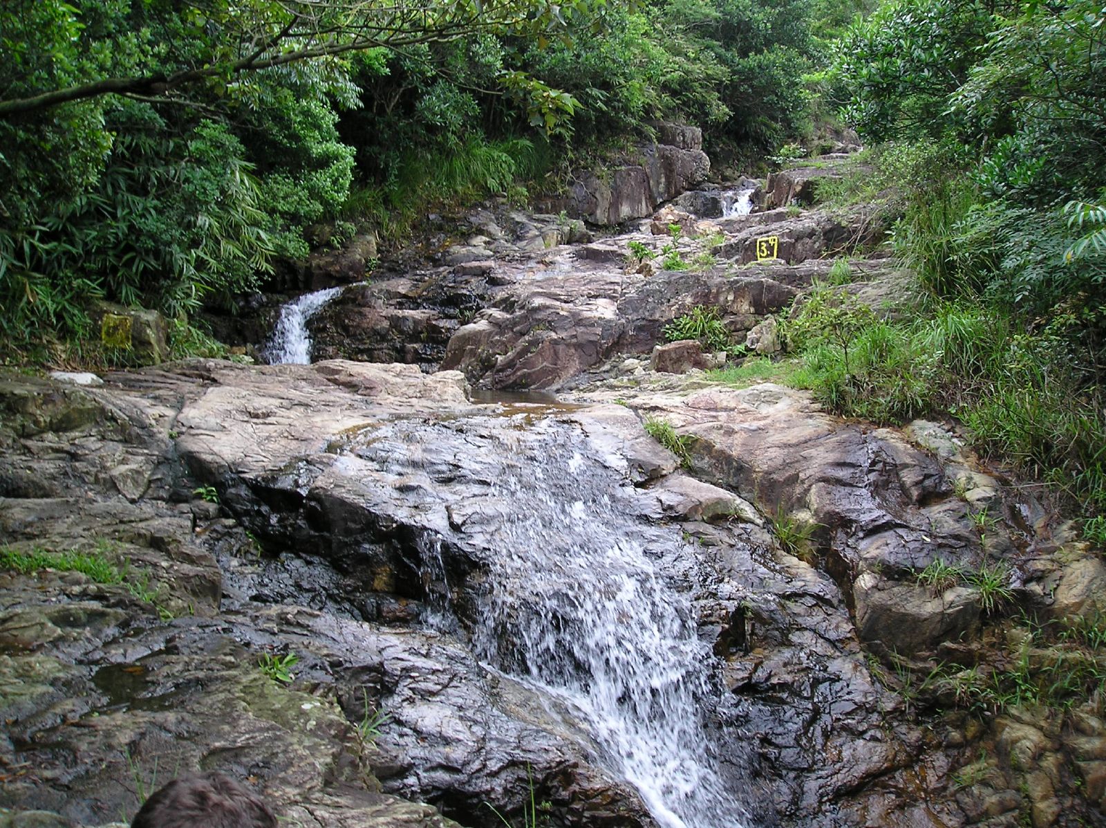 there are many small waterfalls and a stream