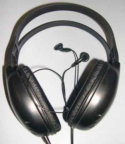 a pair of headphones on top of each other