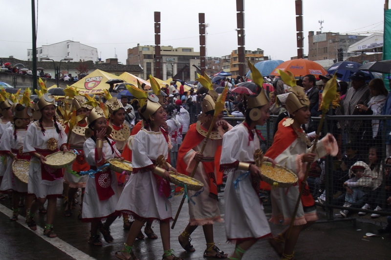 many people in costume marching on the street