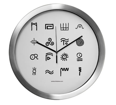 a clock is depicted with the zodiac sign for numbers