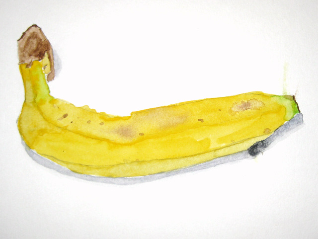 the picture of a banana is watercolor on paper