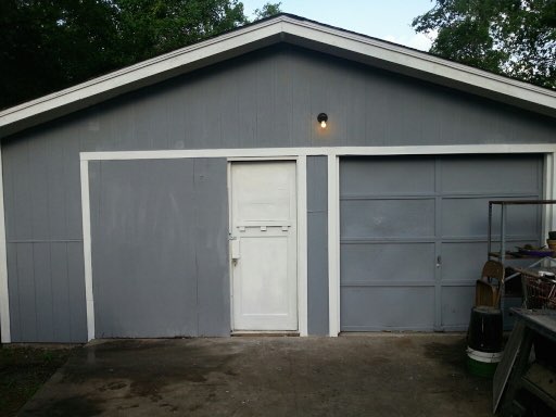 an image of two garages with doors