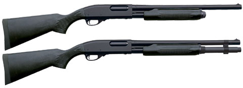three gun, one with a black and grey design