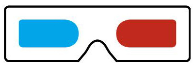 an image of a pair of glasses with red and blue squares on it