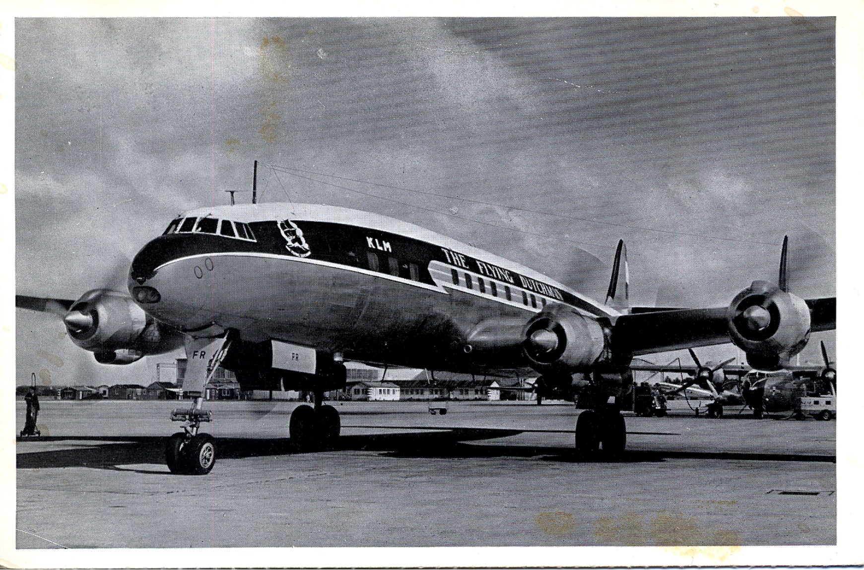 an old po of a large commercial airplane on display